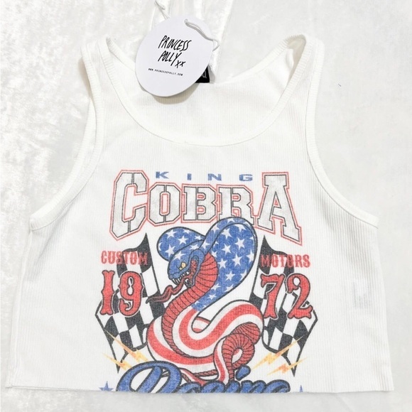 Princess Polly King Cobra Snake White Crop Tank Top Size 2 NWT Womens Small - Picture 2 of 8
